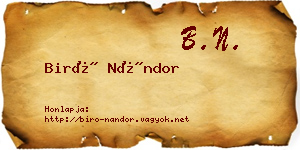 Biró Nándor névjegykártya